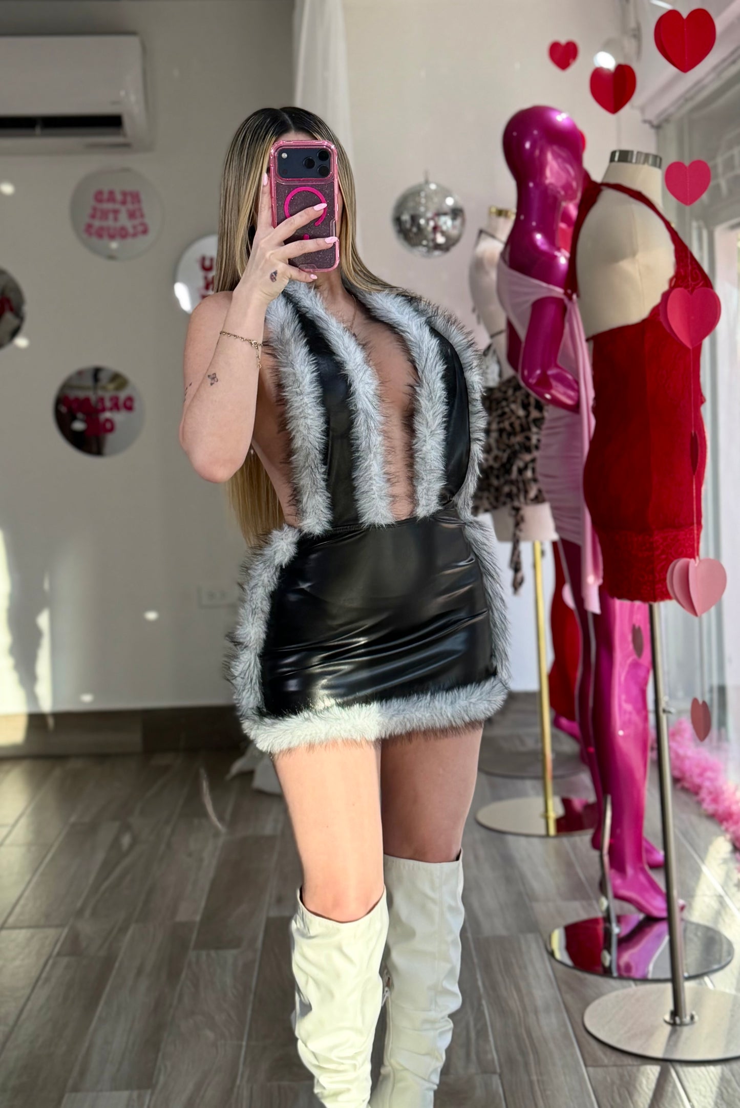Sexy Furr Mini Dress