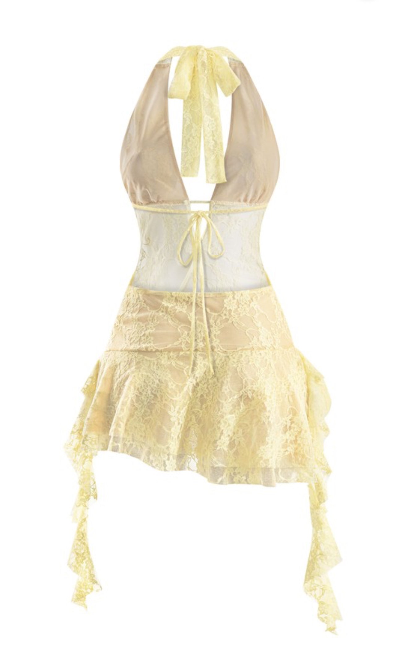 Golden Lace Mini Dress