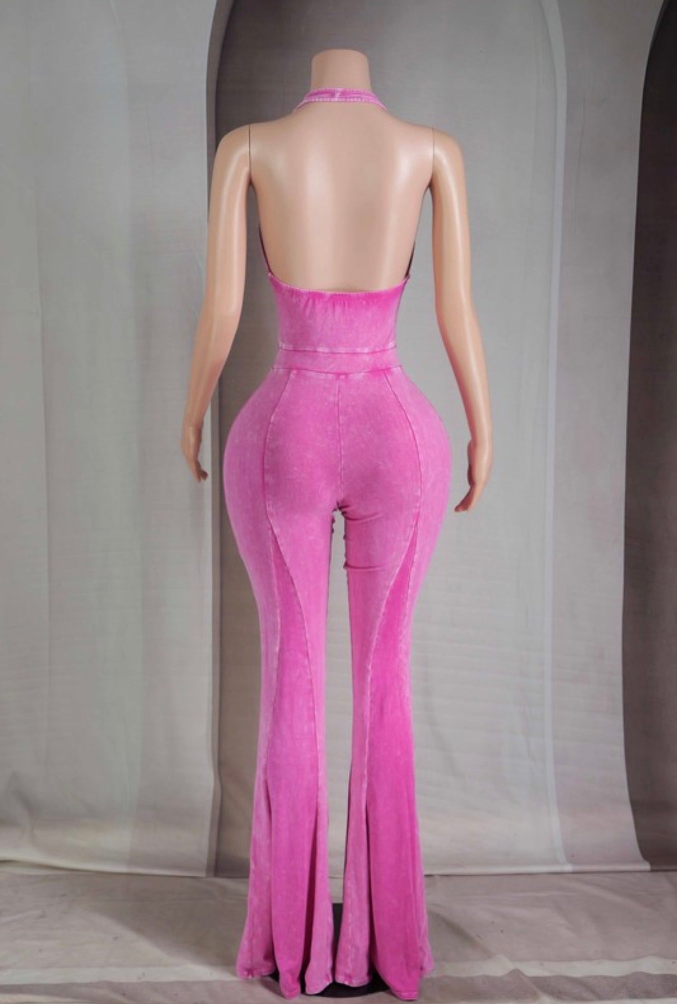 Mineral wash Halter Jumpsuit
