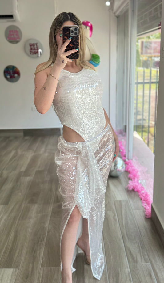 Sequins Bodysuit Skirt Set