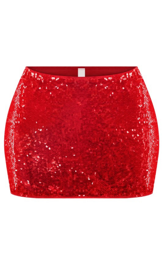 Red Lentejuelas Mini Skirt