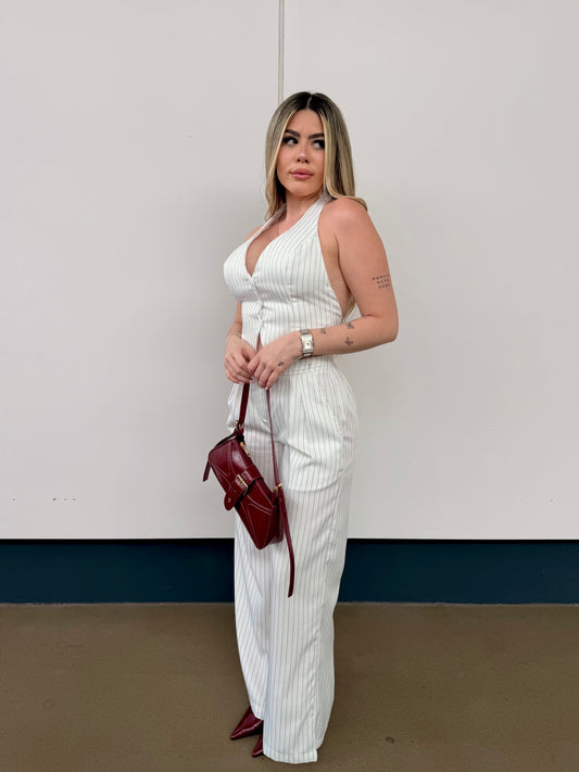 Backless Vest w/ Long Pants Stripe Set
